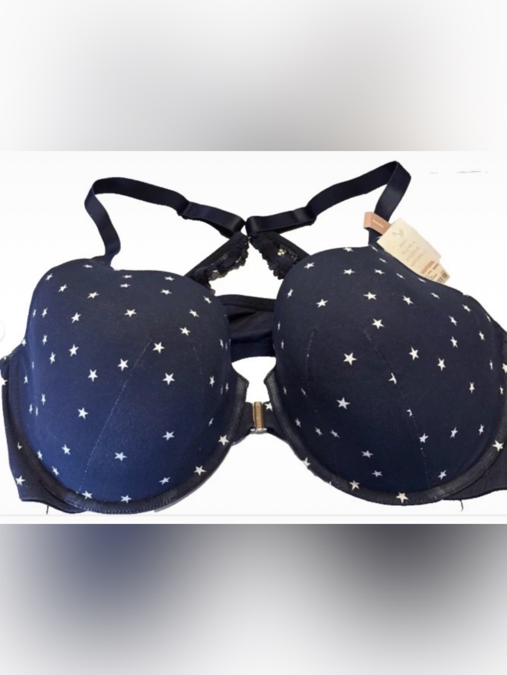 Star Print T-Back Bra in Navy - Women Intimates